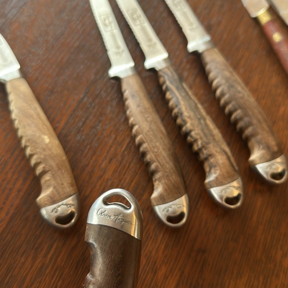 🇧🇷 Set of 5 MUNDIAL steak knives & 1 fish knife. Stamped Olivier Anquier. Brazil - Picture 7 of 12